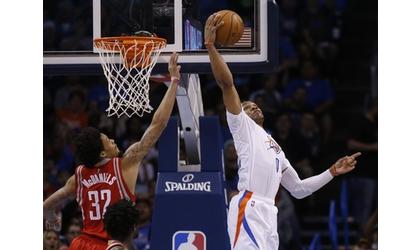 Westbrook’s triple-double leads Thunder past Rockets 111-107