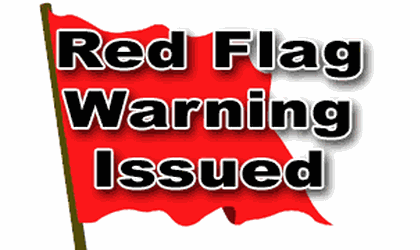 Red flag fire warning issued in nine counties