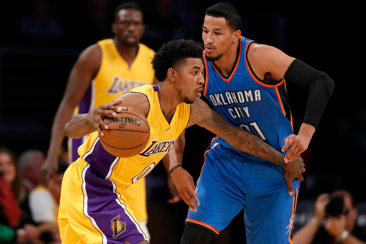 Young’s late 3-pointer pushes Lakers past Thunder, 111-109