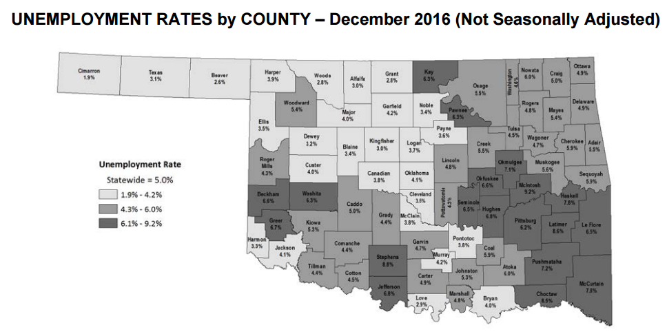 Most counties show increase in unemployment rate in December