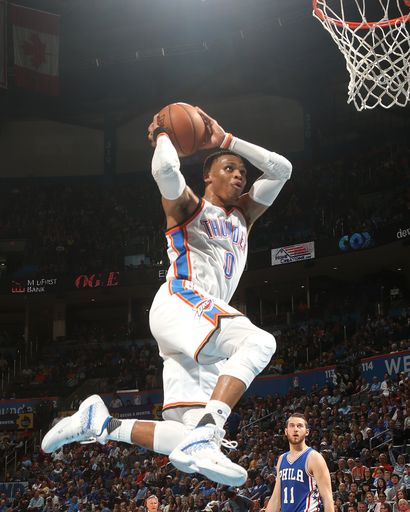 Westbrook posts 35th triple-double; Thunder roll past 76ers