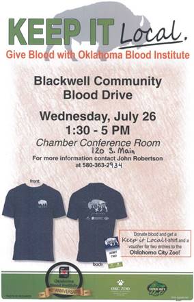 Blackwell Community Blood Drive today