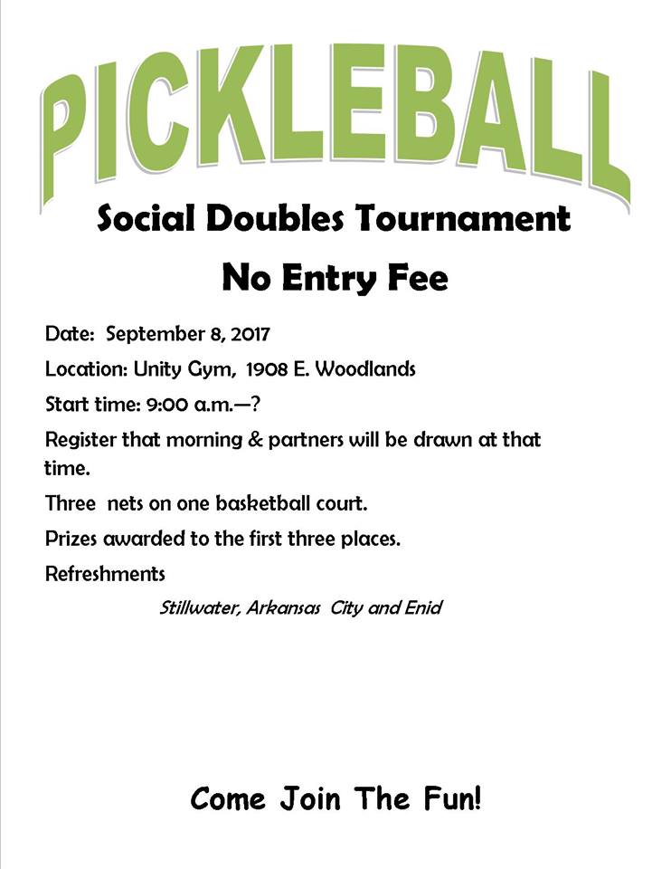 Pickleball Social Doubles tournament Sept. 8