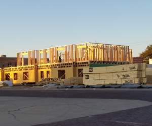 Second floor framed at new apartment building