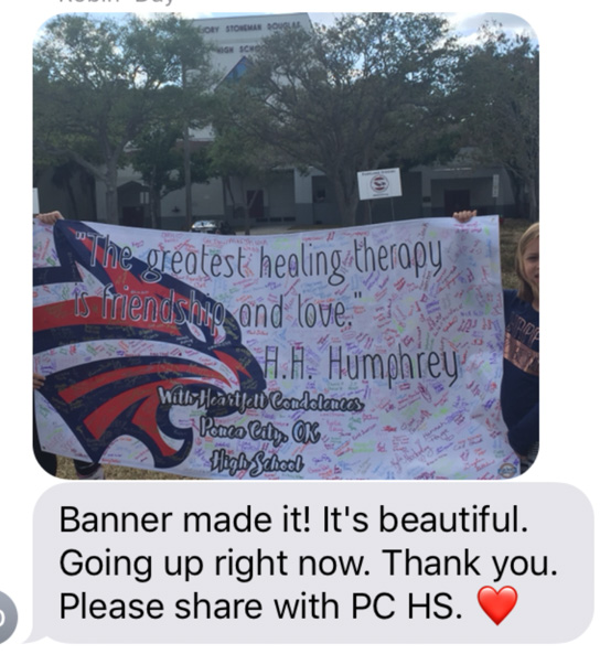 Banner from Po-Hi students reaches Parkland, Florida