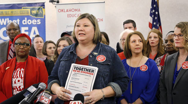 The Latest: Oklahoma teachers’ union issues new conditions