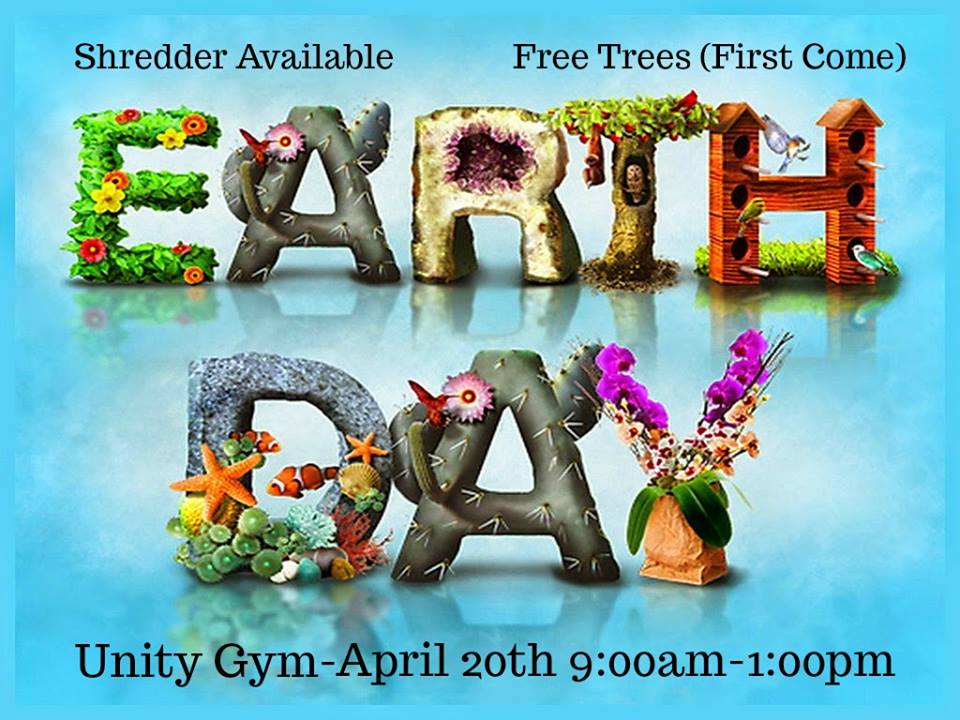 Earth Day at Unity Gym until 1 p.m.