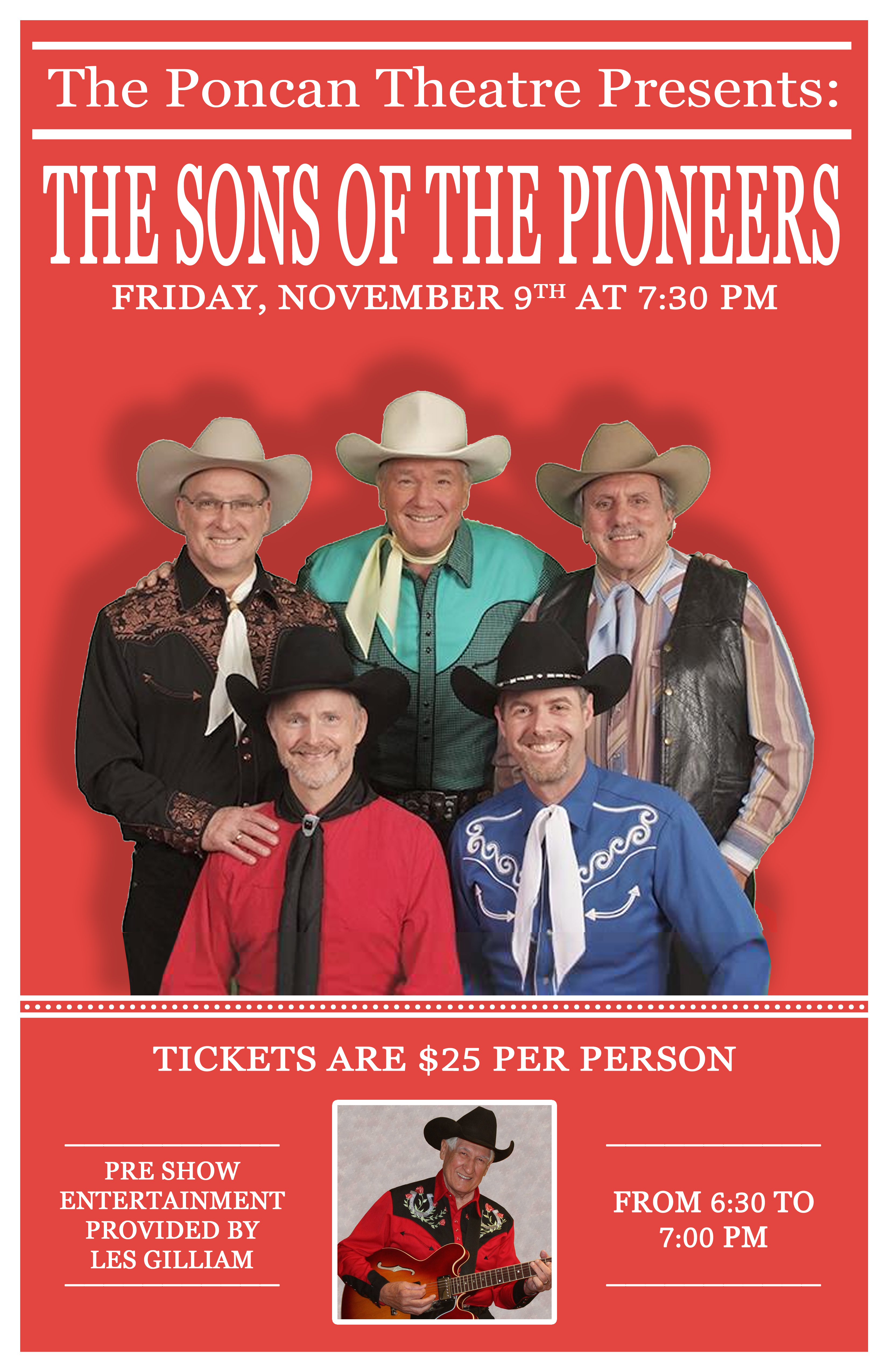 The Poncan Theatre  presents Sons of the Pioneers on Nov. 9