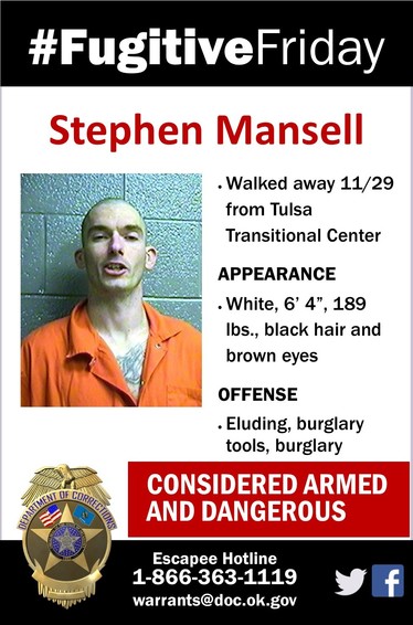ODOC #FugitiveFriday: Stephen Mansell