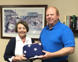 Diane Beekman delivers American flags to Ponca City Police Department