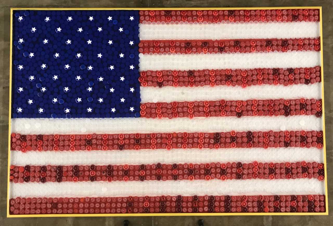 Roosevelt students create flag project using bottle caps