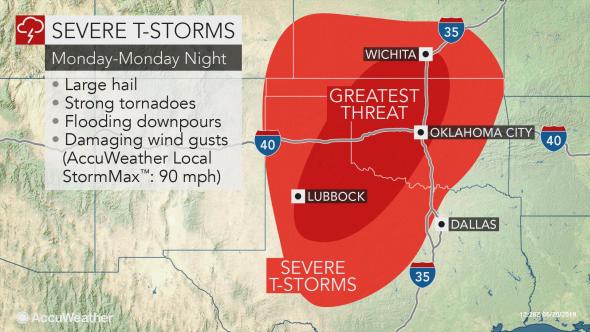 Southern Plains facing severe weather; school districts cancel classes.