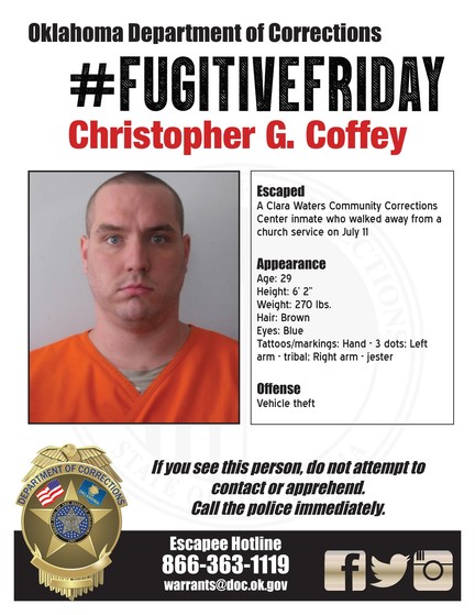 ODOC #FugitiveFriday: Christopher G. Coffey