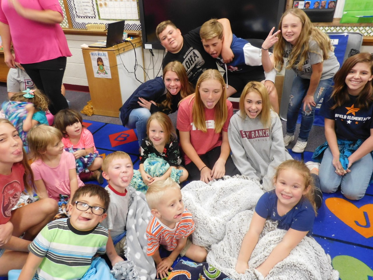 East student council members make blankets for PreK students