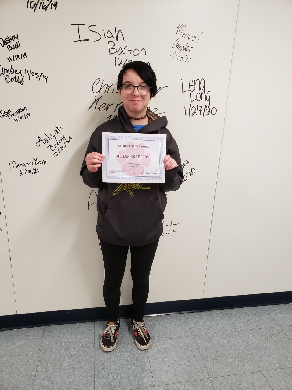 PCPS Wildcat Academy Announces Their February Student of the Month Megan Breedlove