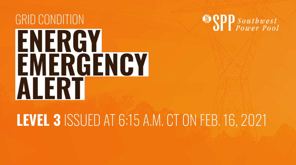 SPP issues Emergency Alert Level 3 Tuesday morning