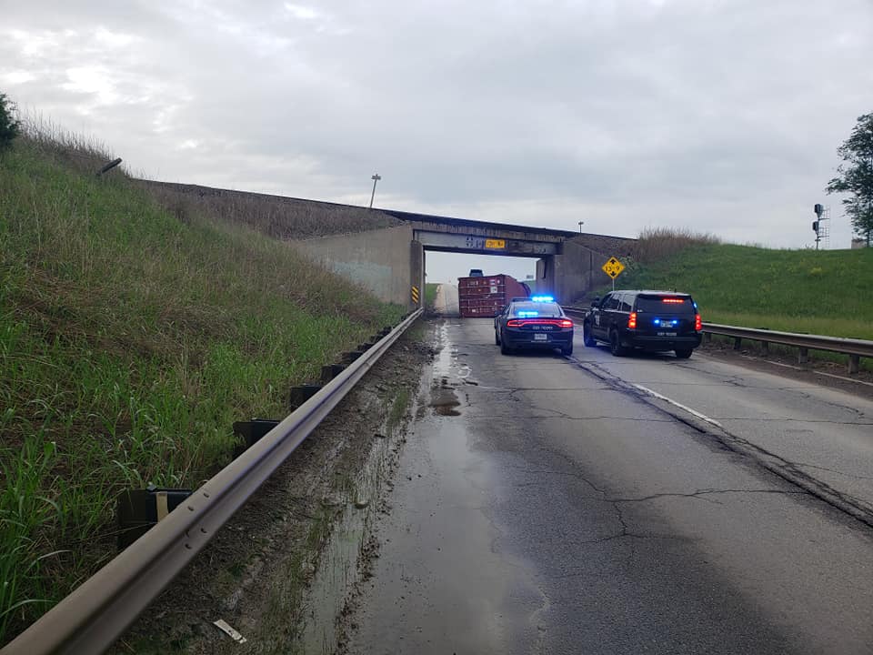 U.S. 77 closed at railroad underpass due to semi accident