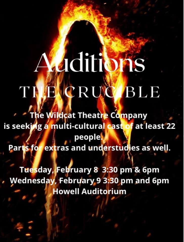 Wildcat Theatre Company announces auditions for Arthur Miller’s The Crucible