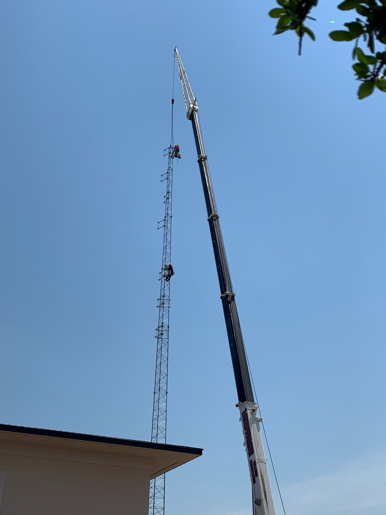Radio tower antenna tower built for Ponca City Police Station
