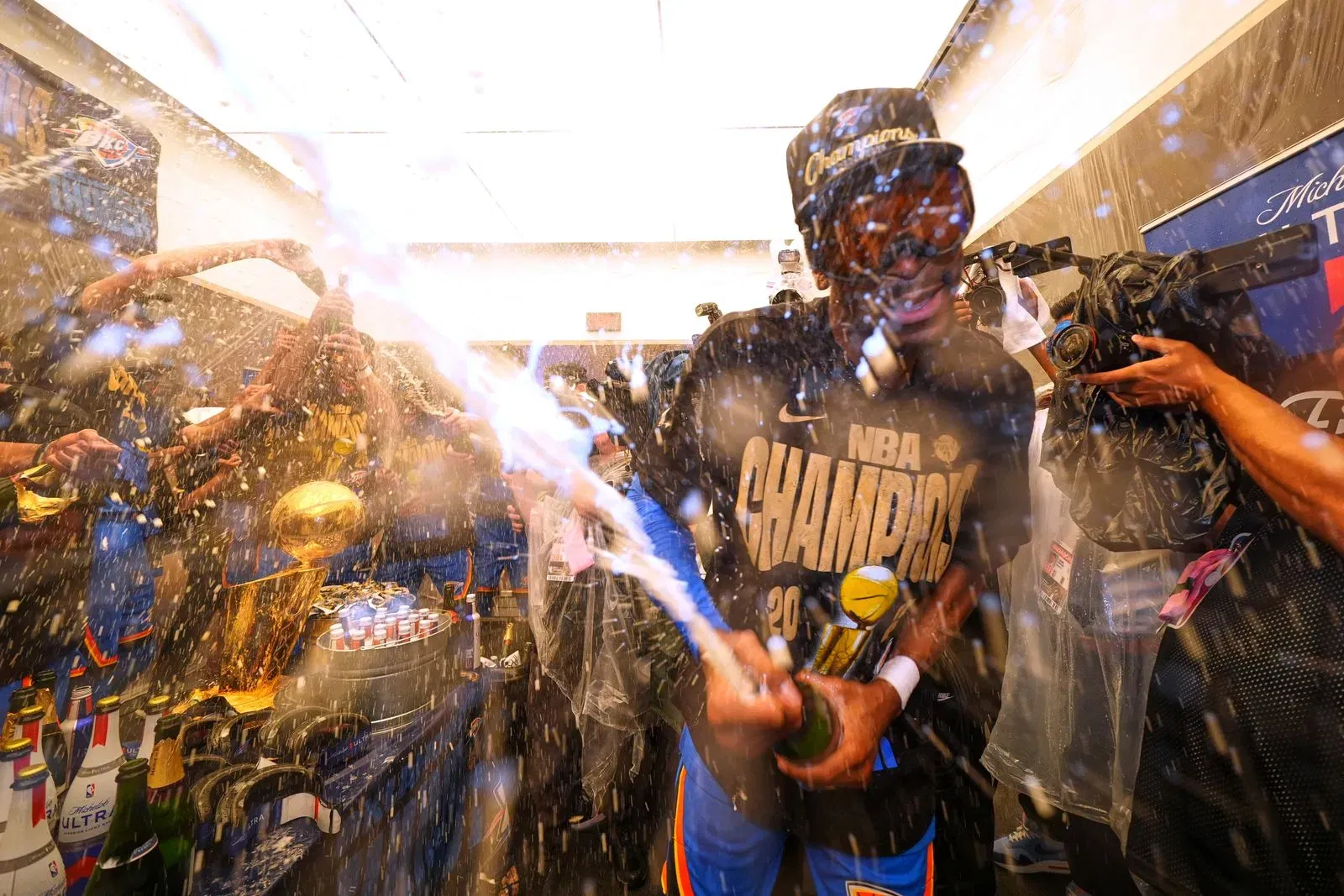 The Thunder had one more opponent after winning the NBA title, the champagne corks