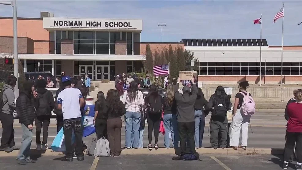 Norman High School students held “Pro America” rally, after “ICE Out” protest