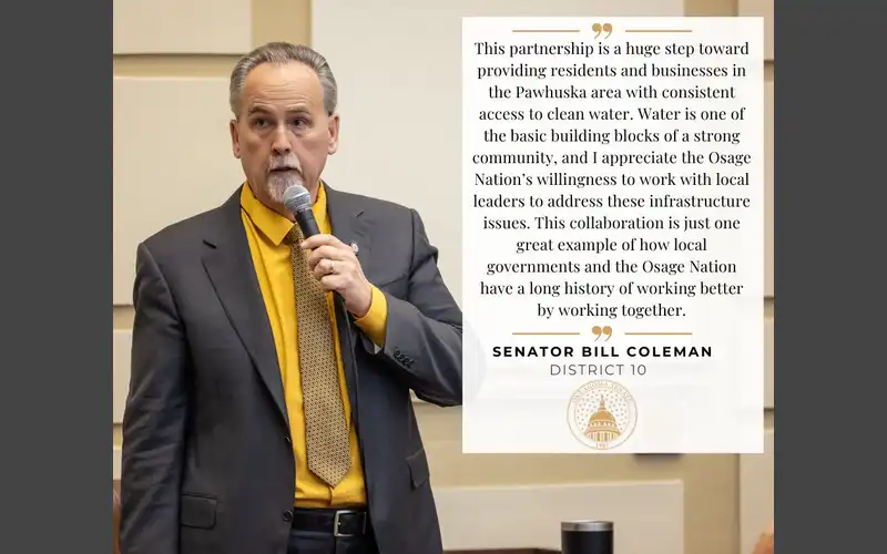 Senator Coleman Celebrates New Partnership to Improve Pawhuska Water Infrastructure